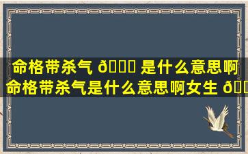 命格带杀气 🐅 是什么意思啊「命格带杀气是什么意思啊女生 🌾 」